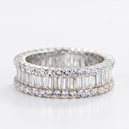 vintage Baguette cut Lab-Grown wedding band