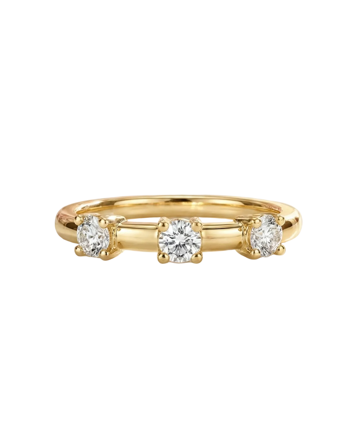 14K Gold 0.960 Ct Three-Stone Diamond Wedding Band