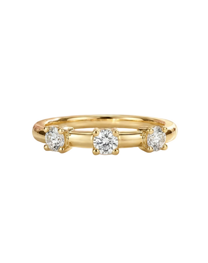 14K Gold 0.960 Ct Three-Stone Diamond Wedding Band
