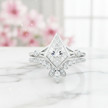 1.860ct Kite Cut Moissanite Engagement Ring