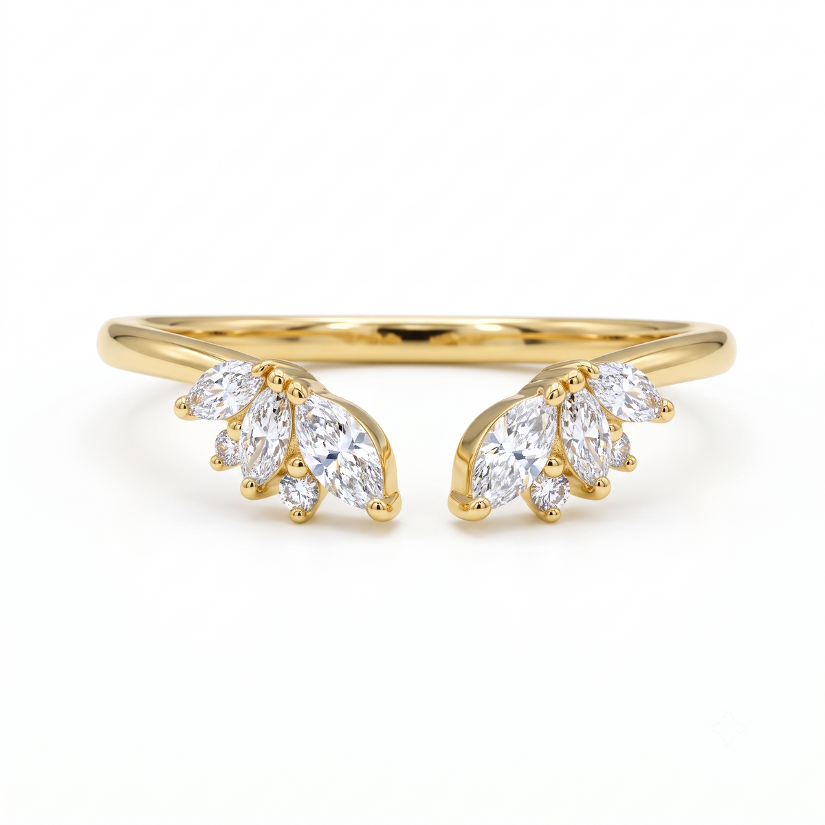 0.300 ct Marquise & Round Cut Lab Grown Diamond Open Curved Wedding Band