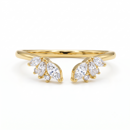 0.300 ct Marquise & Round Cut Lab Grown Diamond Open Curved Wedding Band
