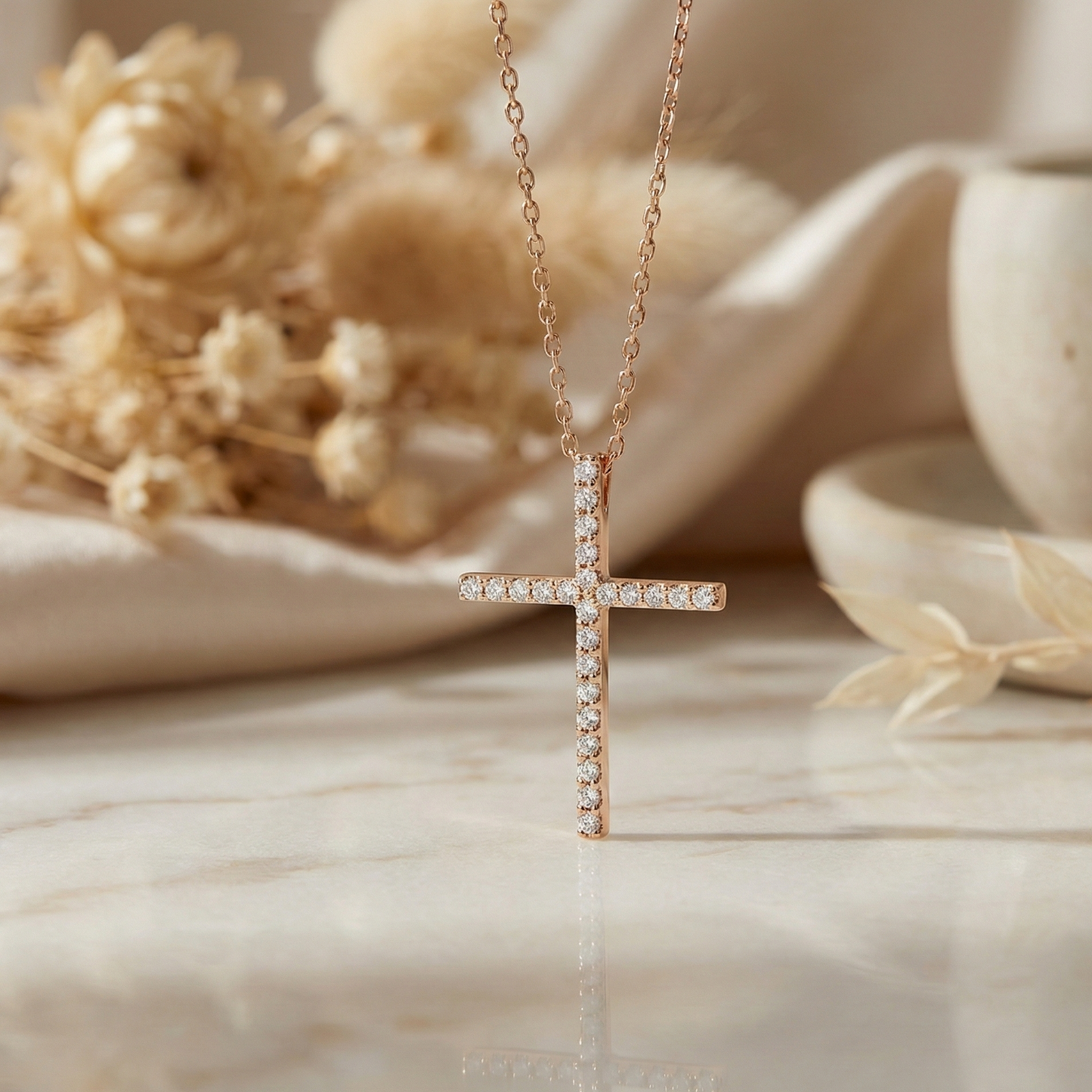 0.12 CT Diamond Cross Necklace - Easy & Classic