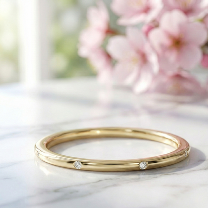 thin diamond wedding band yellow gold
