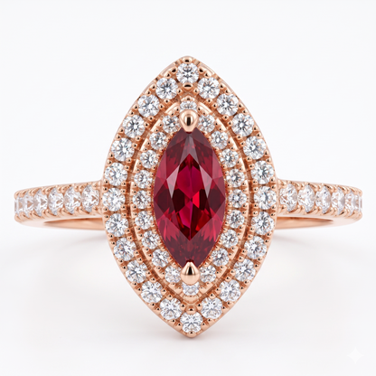 0.50TCW Marquise Cut Pink Diamond Engagement Ring