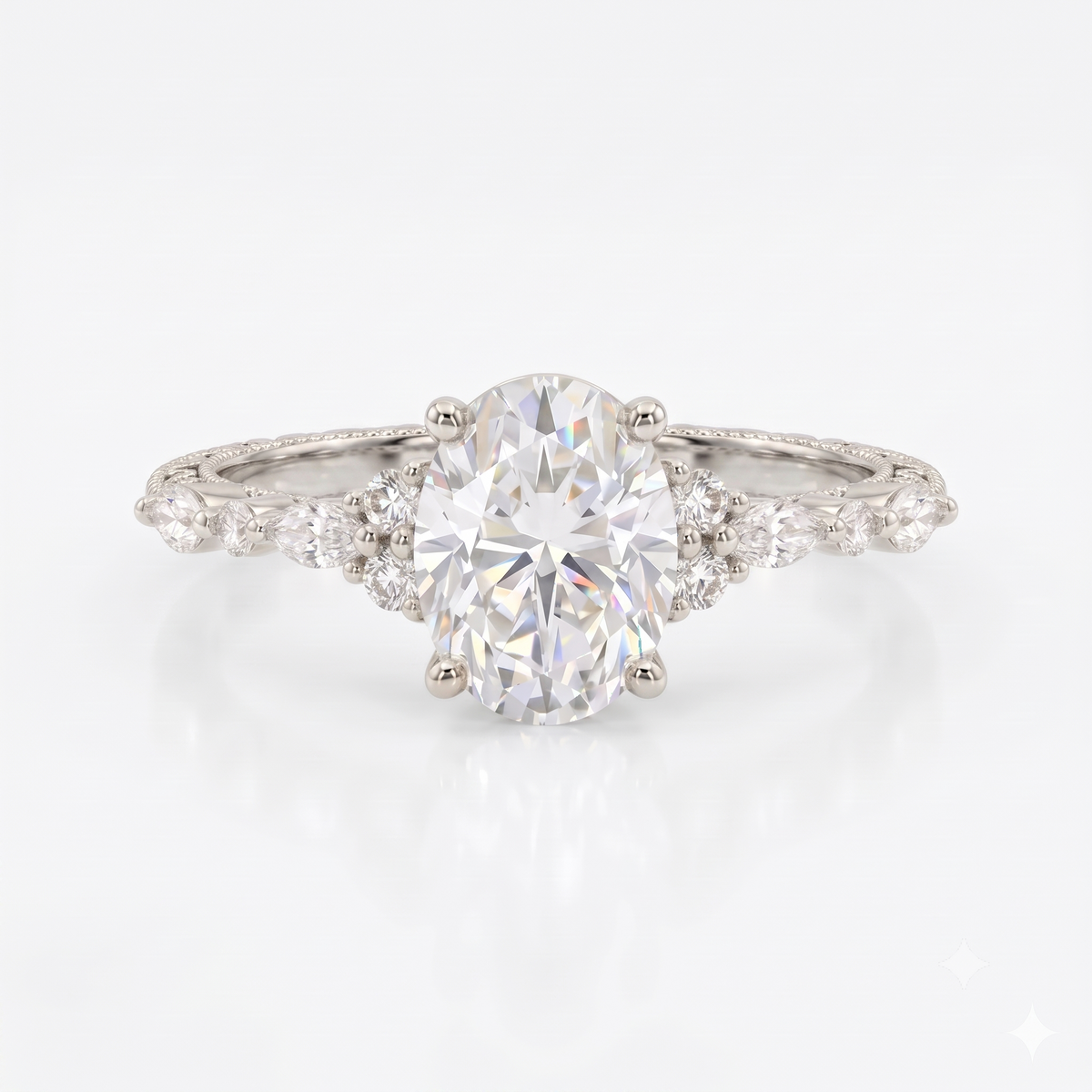 1.25 ct Oval Lab Grown Diamond Engagement Ring • Rose Gold Cluster Bridal Ring