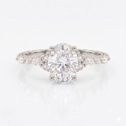 1.25 ct Oval Lab Grown Diamond Engagement Ring • Rose Gold Cluster Bridal Ring