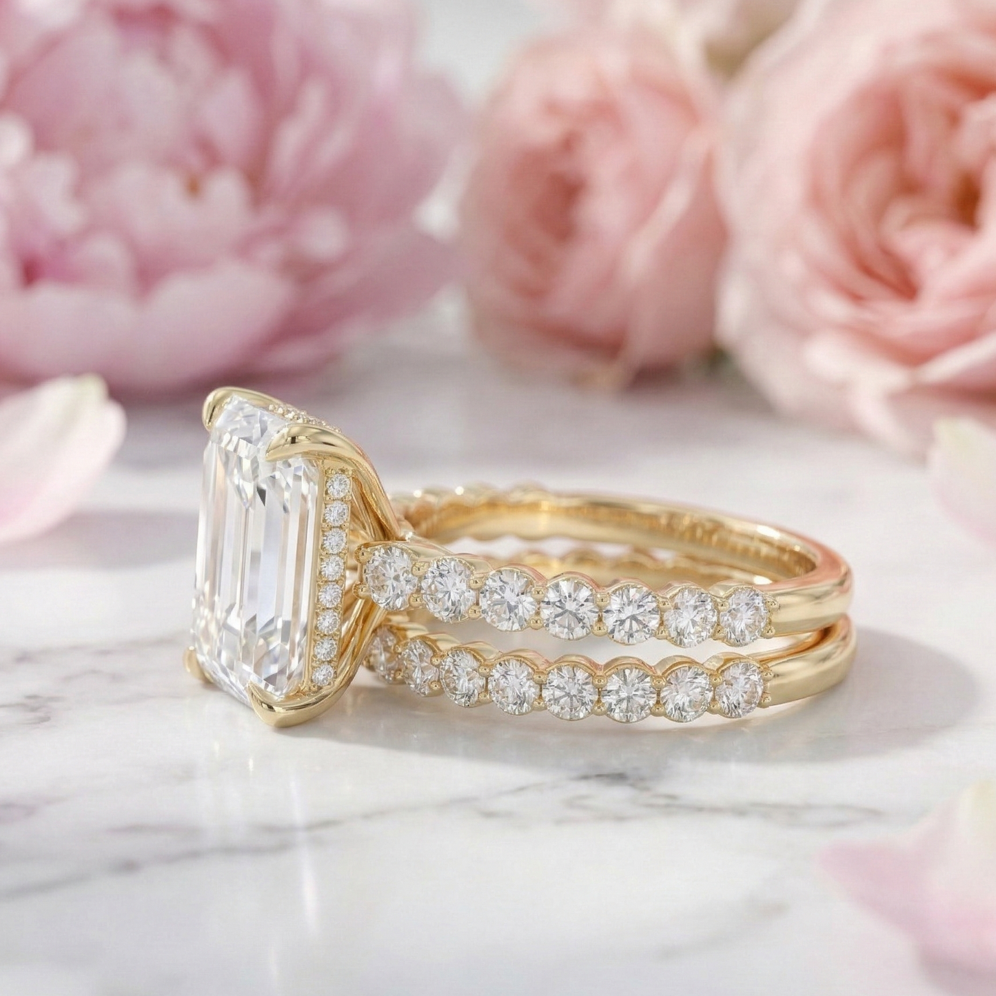 lab grown emerald cut engagement ring​

