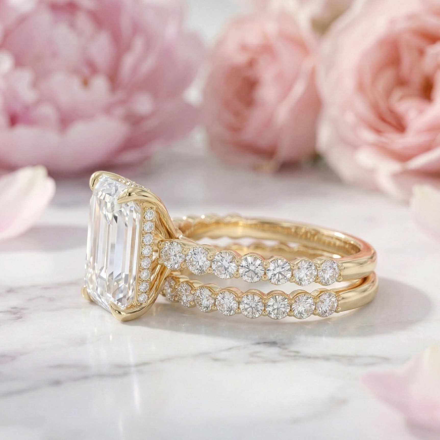 lab grown emerald cut engagement ring​

