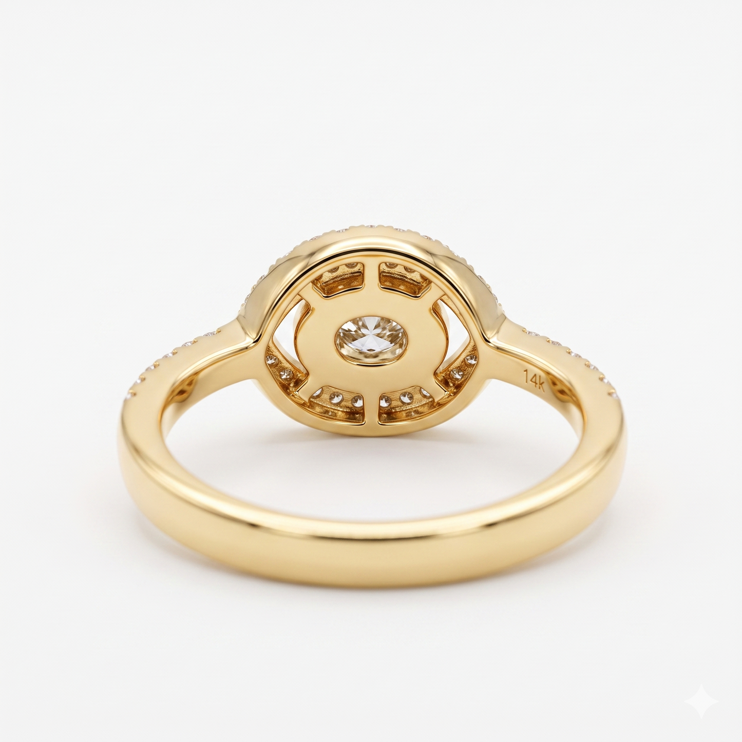 1.30 CT Oval Lab Grown Diamond Halo Engagement Ring, 14K Gold Hidden Halo Ring