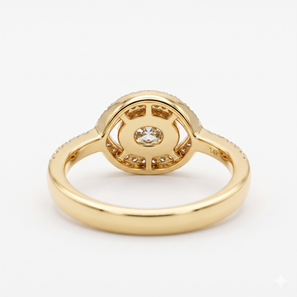 1.30 CT Oval Lab Grown Diamond Halo Engagement Ring, 14K Gold Hidden Halo Ring
