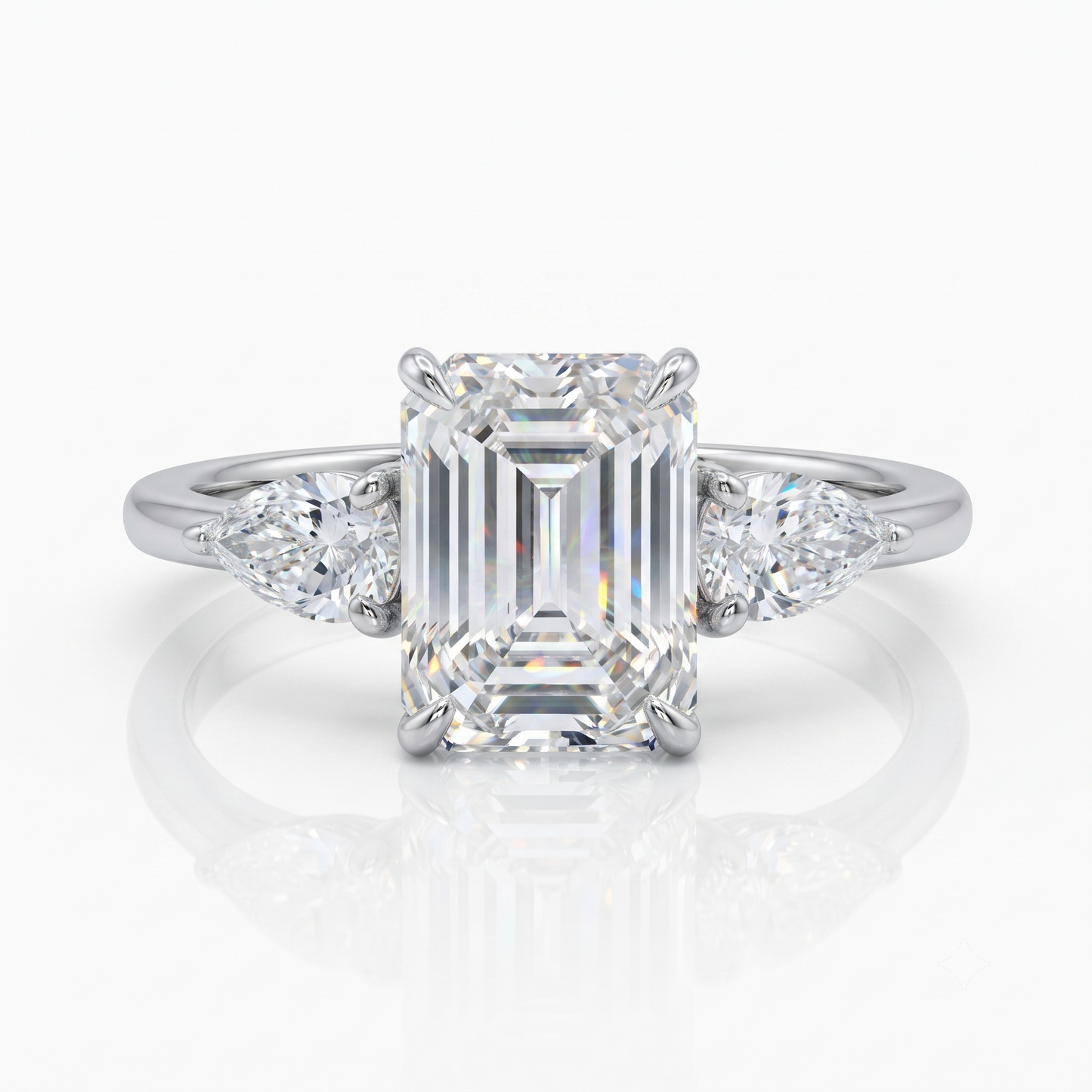 2.10ct Emerald Lab Diamond 3‑Stone Ring – Amavida Jewels