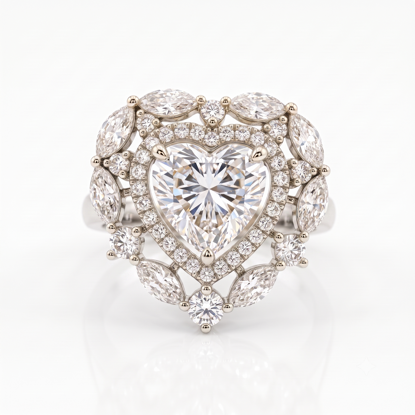 3.00CT Heart Cut Lab Grown Diamond Halo Engagement Ring