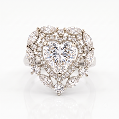 3.00CT Heart Cut Lab Grown Diamond Halo Engagement Ring