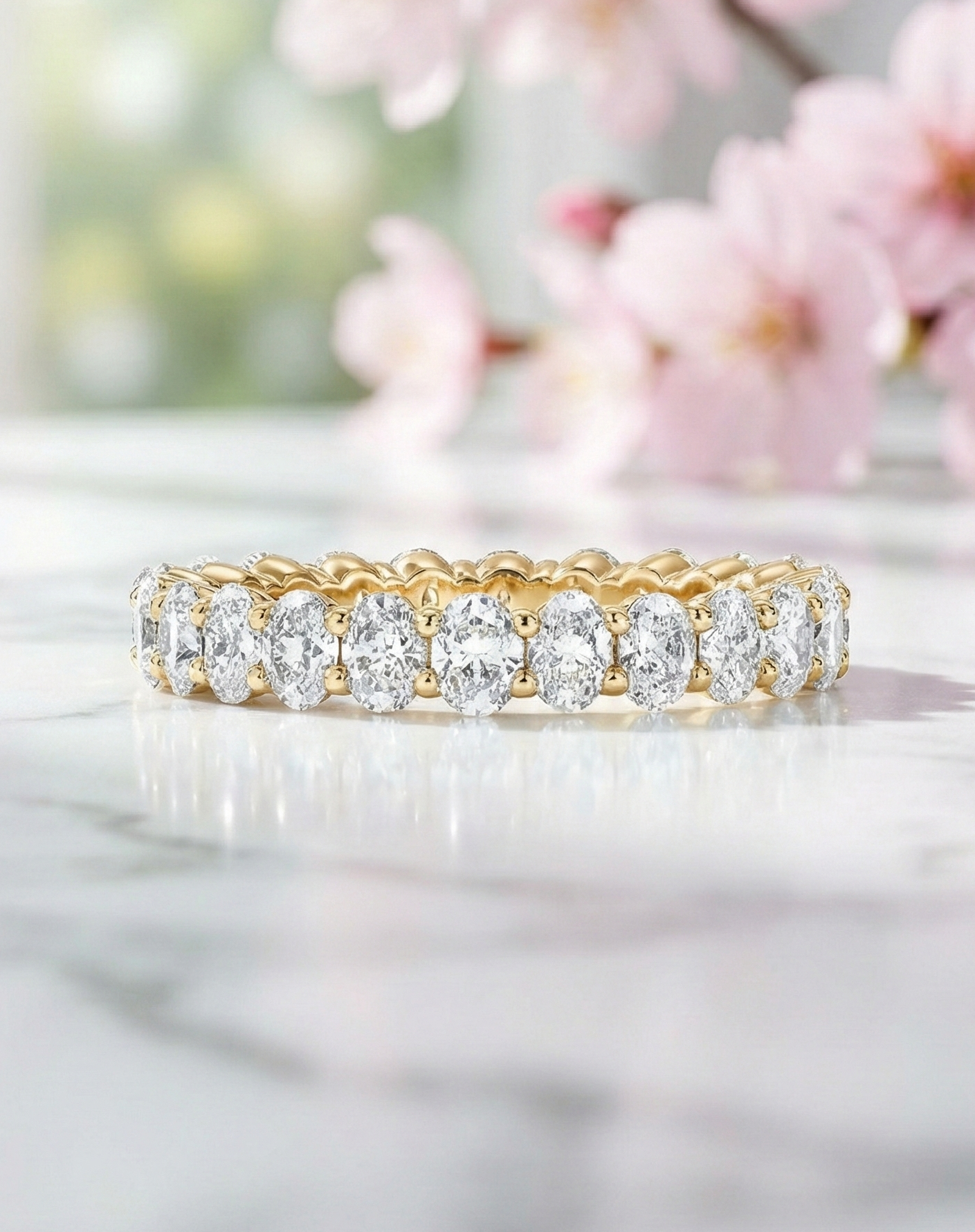 1.36 Ct Oval Moissanite Eternity Wedding Band