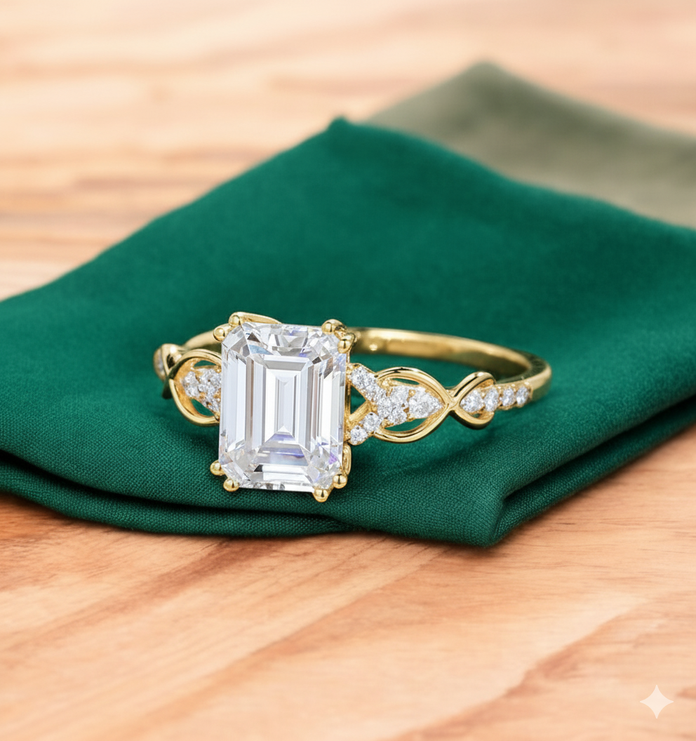 1.80ct Emerald Cut Lab Grown Diamond Engagement Ring