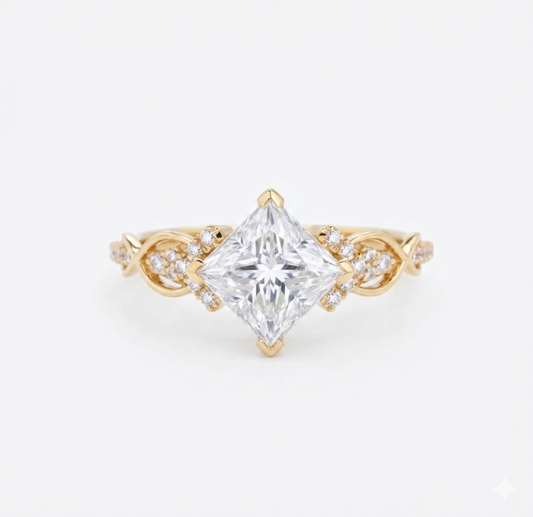 1.50 ct Princess Cut Lab-Grown Diamond Vintage Twist Ring