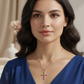 0.108 Ct Cross Necklace with Five Lab-Grown Stones