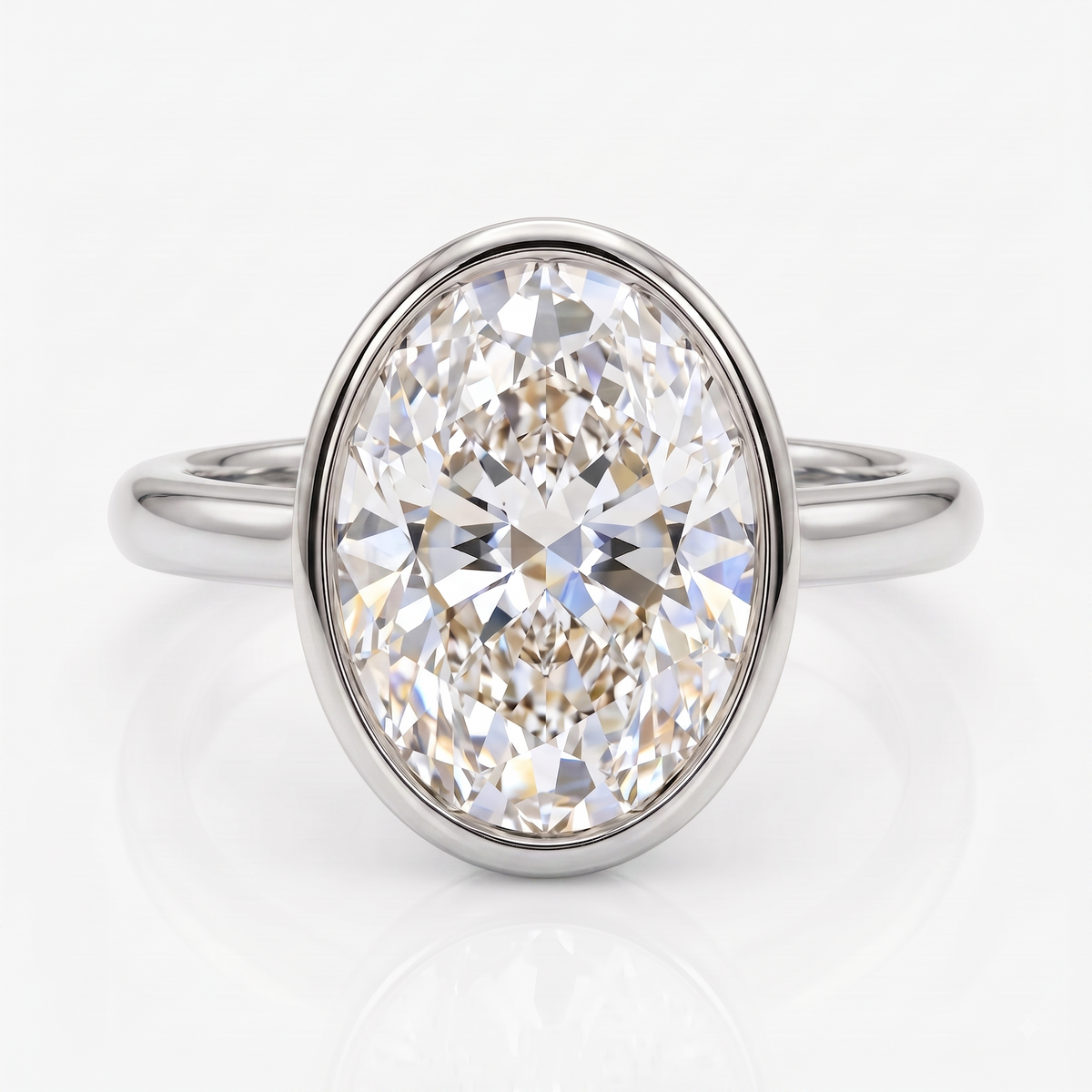2.00 ct Oval diamond Bezel set lab-grown diamond ring