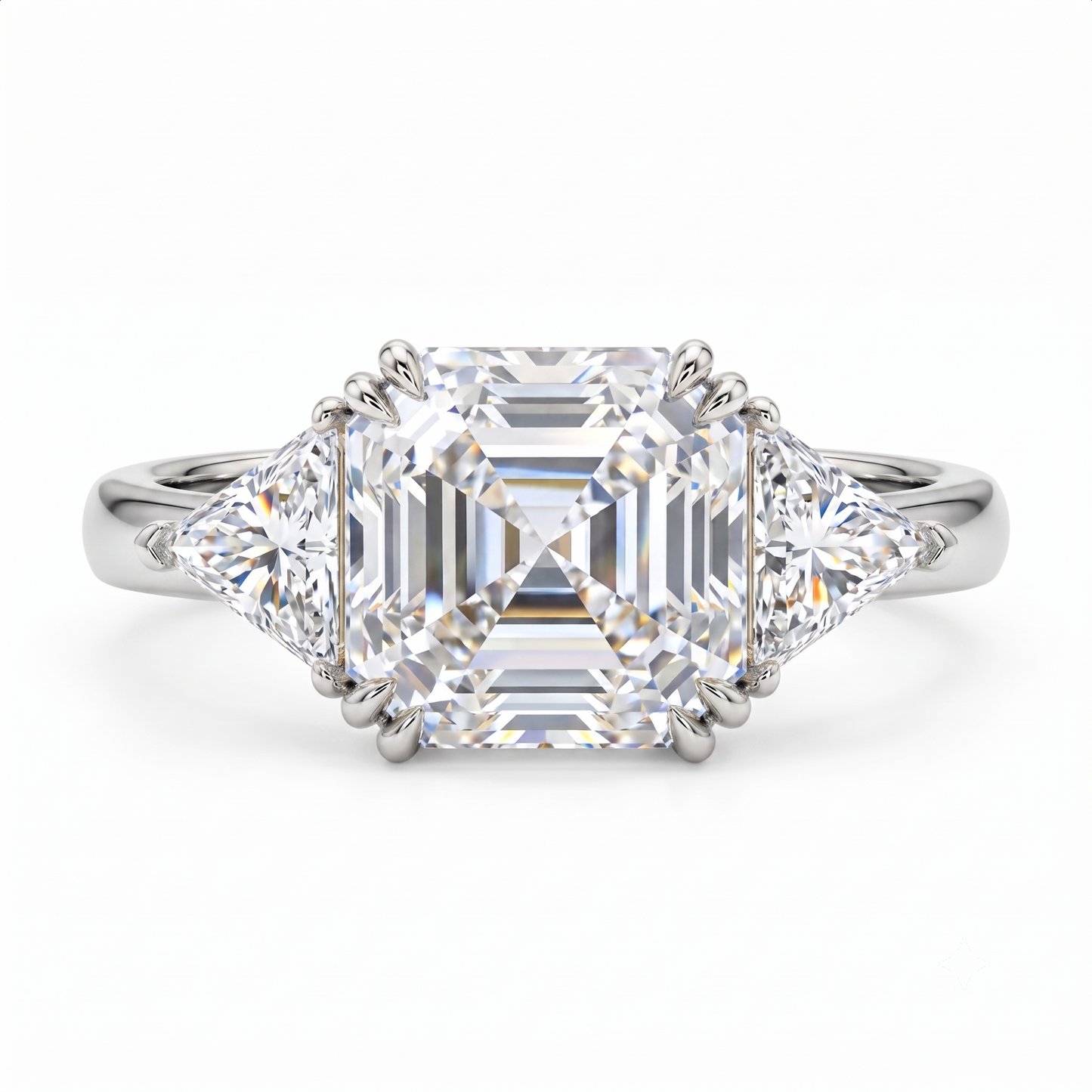 1.50CT Asscher Cut Three Stone Ring Lab-Grown Engagement Ring