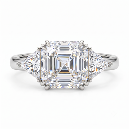 1.50CT Asscher Cut Three Stone Ring Lab-Grown Engagement Ring