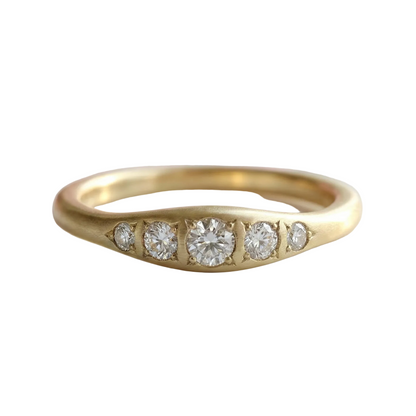 0.12 Ct Lab-Grown Diamond Five-Stone Ring – 14K Gold Band