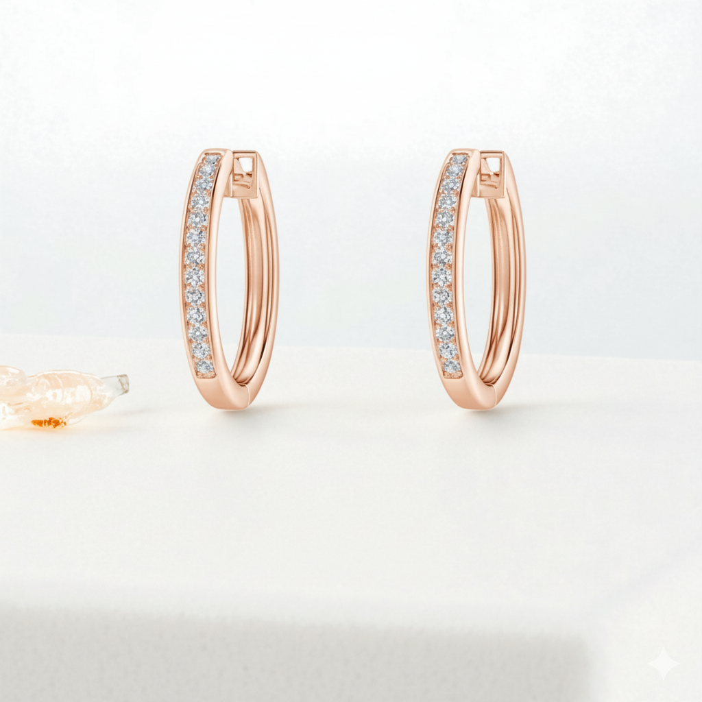 1/10ct Pavé-Set Lab-Grown Diamond Hoop Earrings