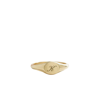 14K Solid Gold Custom Initial Signet Ring – Personalized
