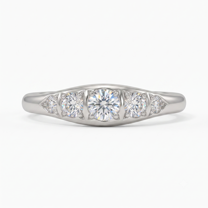 0.120 ct Five Stone Lab Grown Diamond Ring, 14K Gold Diamond Wedding Band