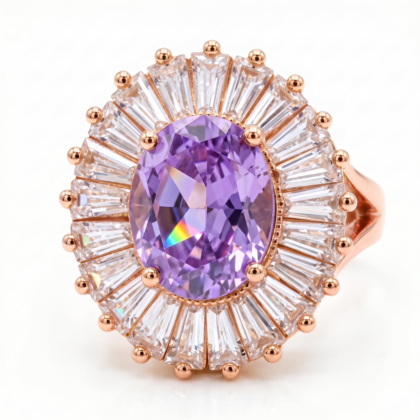 5.110 CT Oval Amethyst Halo Engagement Lab Grown Diamond