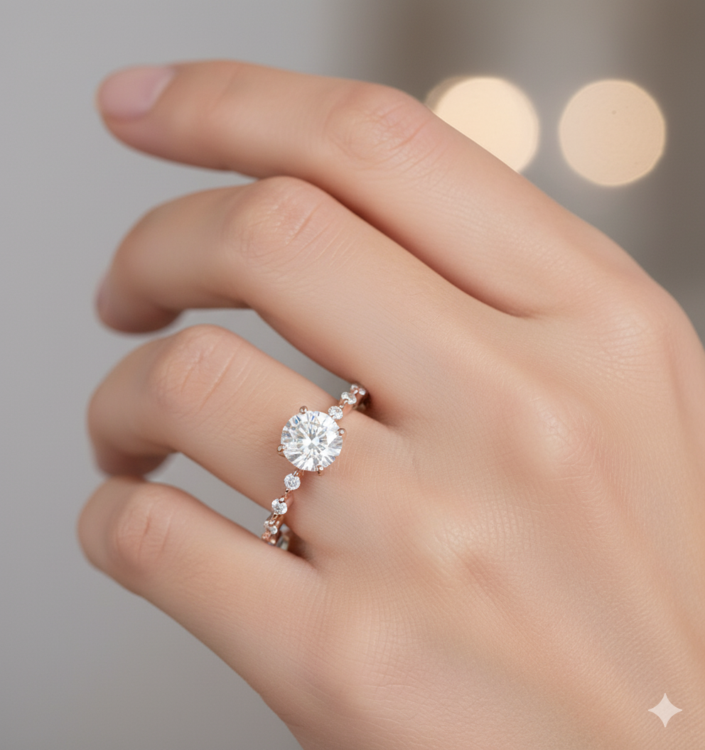1.120 ct Round Cut Lab Grown Diamond Engagement Ring • Classic Solitaire or Halo Bridal Ring