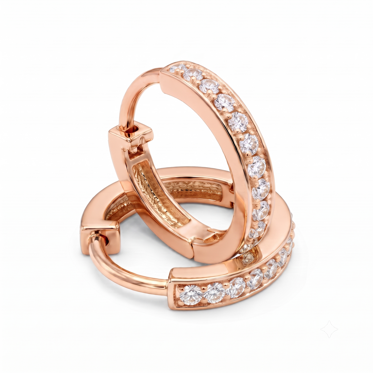 0.18 Ct Lab Grown Diamond Huggie Hoop Earrings | 14K Gold | Round Cut Diamonds