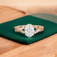 1.360ct Oval Cut Lab Grown Diamond Engagement Ring • Vintage Leaf Art Deco Bridal Ring
