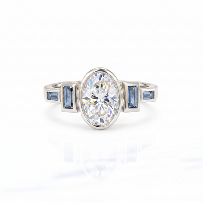 1.75 ct Oval Lab Grown Diamond Engagement Ring • Vintage Rose Gold Bezel Set Ring