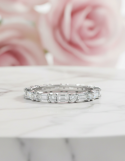 1.00 Ct Round & Baguette Lab Diamond Eternity Band – 14K Gold