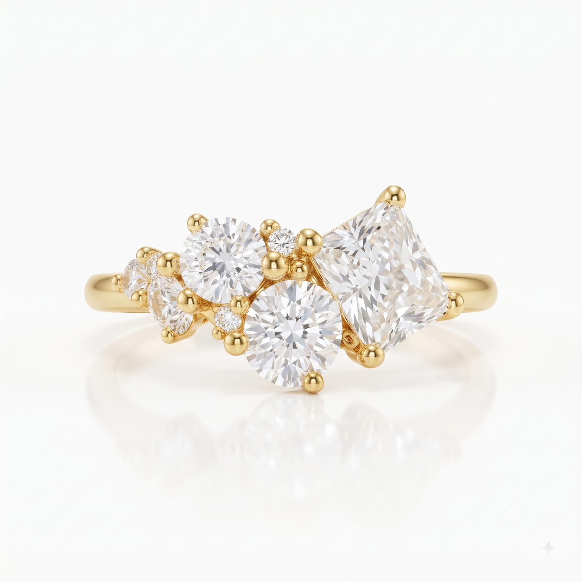 radiant cut lab grown diamond cluster engagement ring
