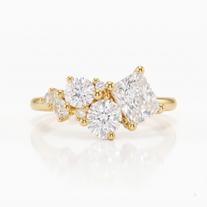 radiant cut lab grown diamond cluster engagement ring