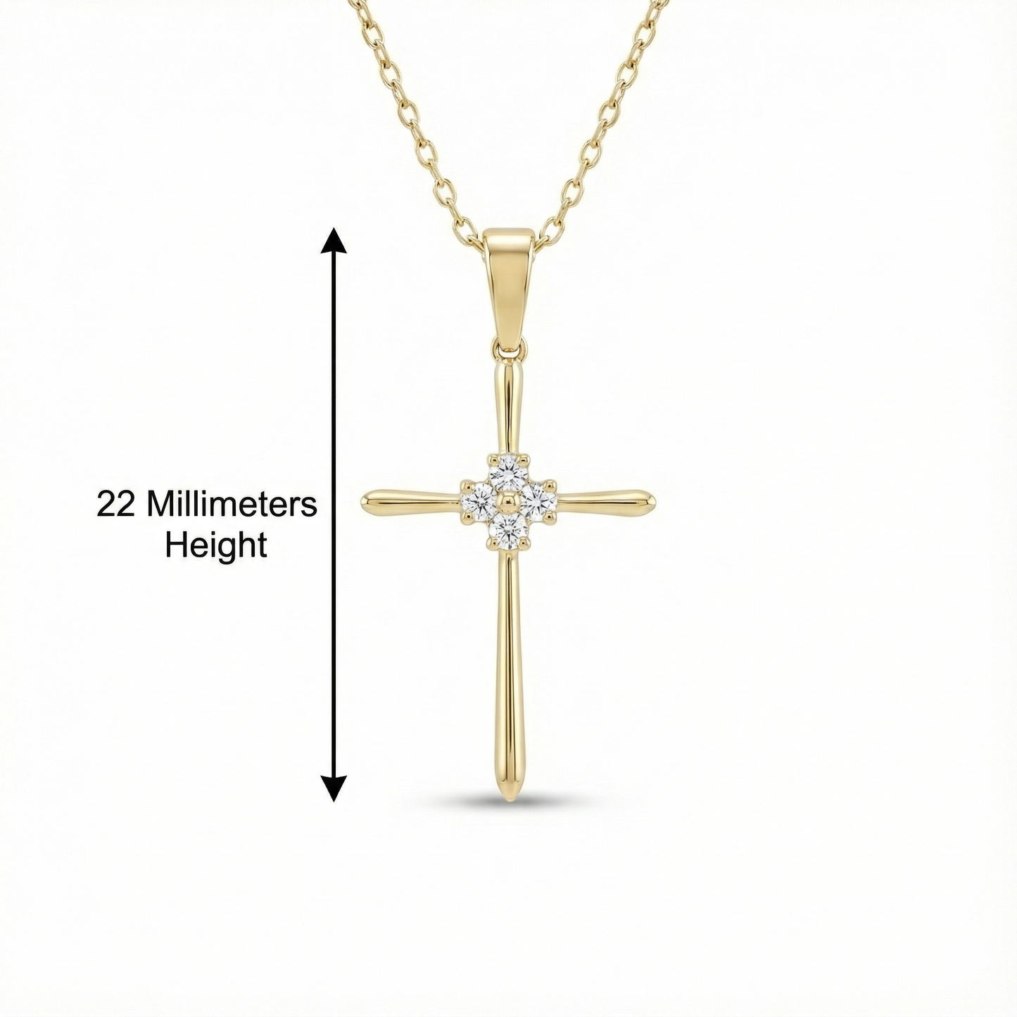 0.40 CT Moissanite Cross Pendant Necklace - 14K Solid Gold