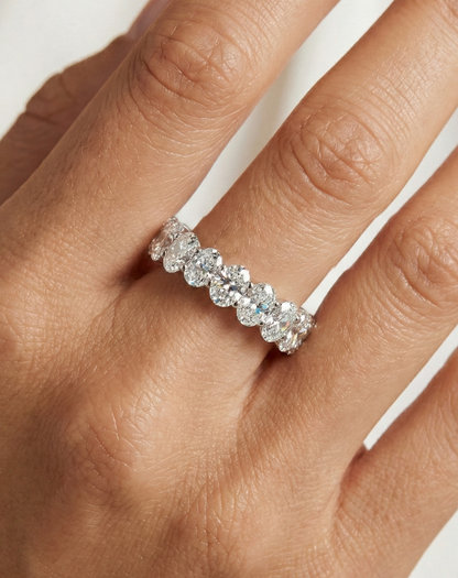 1.36 Ct Oval Lab-Grown Wedding Band – Half Eternity Ring