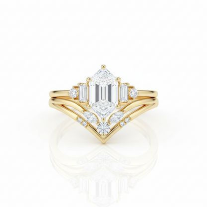 1.920CT Hexagon Lab-Grown Diamond Engagement Ring Set