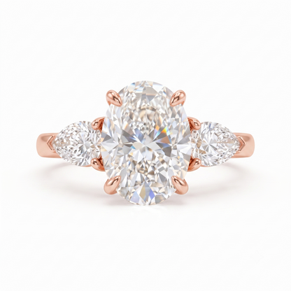 6x8mm Oval cut Natural Diamond Engagement Ring, Stacking ring