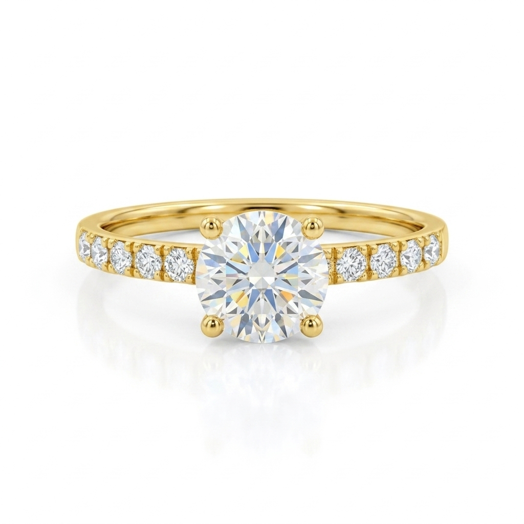 1.00 ct Vintage Round Cut Lab Grown Diamond Engagement Ring • Half Eternity Wedding Band