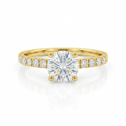 1.00 ct Vintage Round Cut Lab Grown Diamond Engagement Ring • Half Eternity Wedding Band
