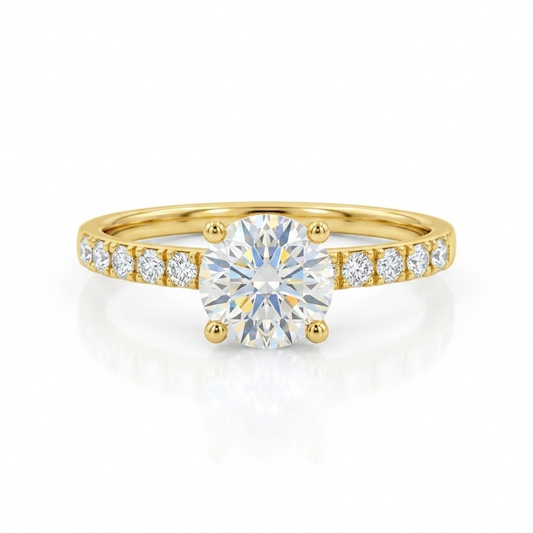 1.00 ct Vintage Round Cut Lab Grown Diamond Engagement Ring • Half Eternity Wedding Band