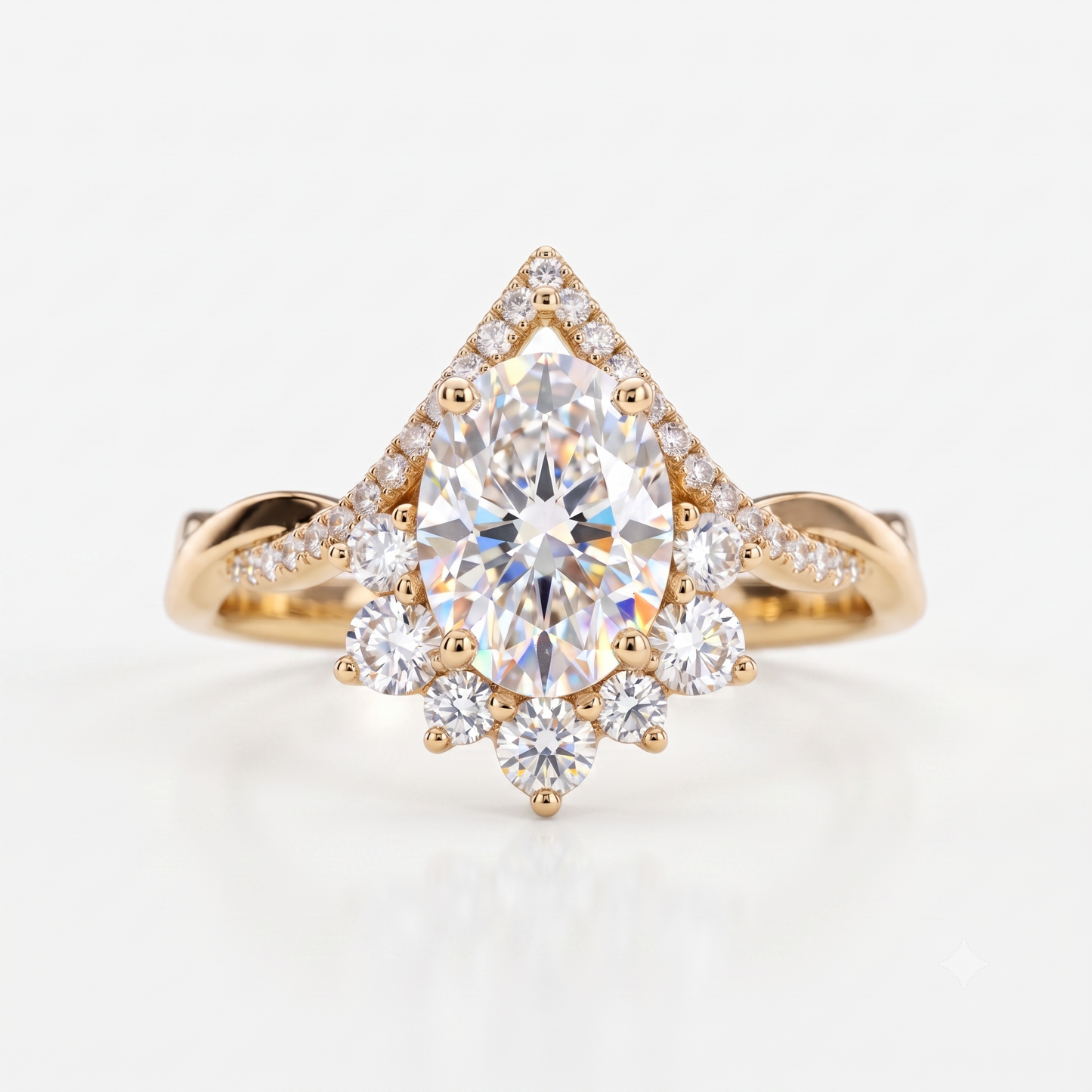 2.40ct Pear Cut Lab Grown Diamond Halo Engagement Ring, 14K Gold