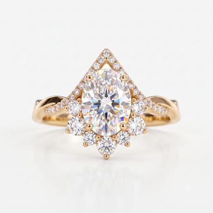 2.40ct Pear Cut Lab Grown Diamond Halo Engagement Ring, 14K Gold