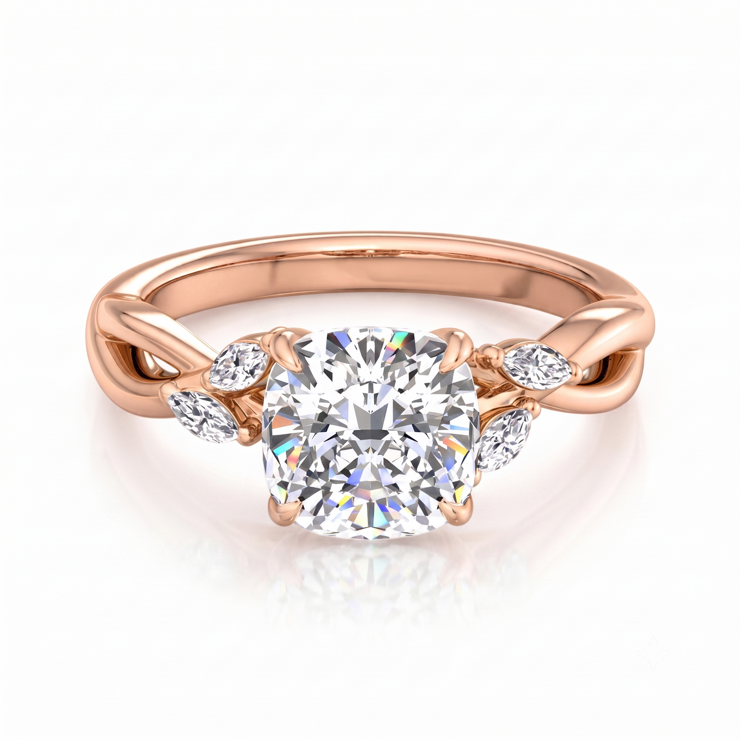 2.00ct Cushion Cut Lab Grown Engagement Ring Twisted Pave Band Affordable Luxury