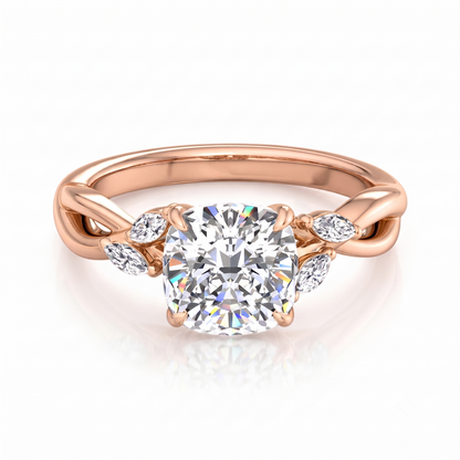 2.00ct Cushion Cut Lab Grown Engagement Ring Twisted Pave Band Affordable Luxury