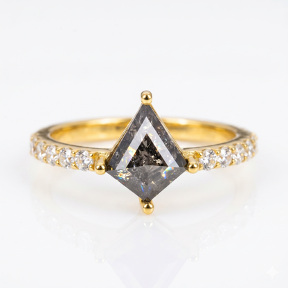 1.29ct Kite cut salt and pepper Engagement Diamond Ring