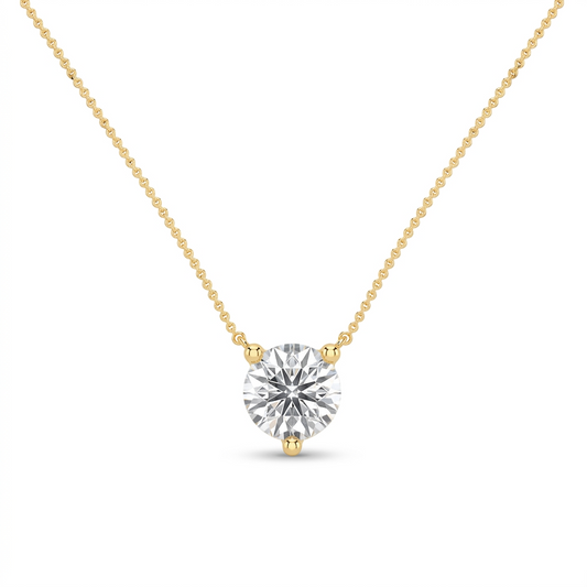 1.00ct Round Cut Classic Solitaire Lab Grown Diamond Pendant Necklace Minimalist Style